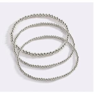 Mint & Lilly 433 Beaded Bracelet Stacking Set*7"* Silver